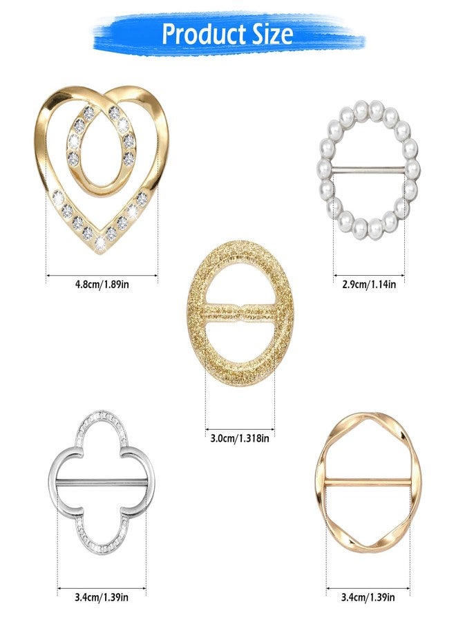 Kiqeres 10 PCS Scarf Rings for Women, T-Shirt Tie Clips with 1 Storage Bag, Pearl Belt Buckles, Dress Cinch Clip, Silk Scarf Ring, Pearl/Heart-Shaped Buckles For Clothes Hat Belt Decor - Image 3